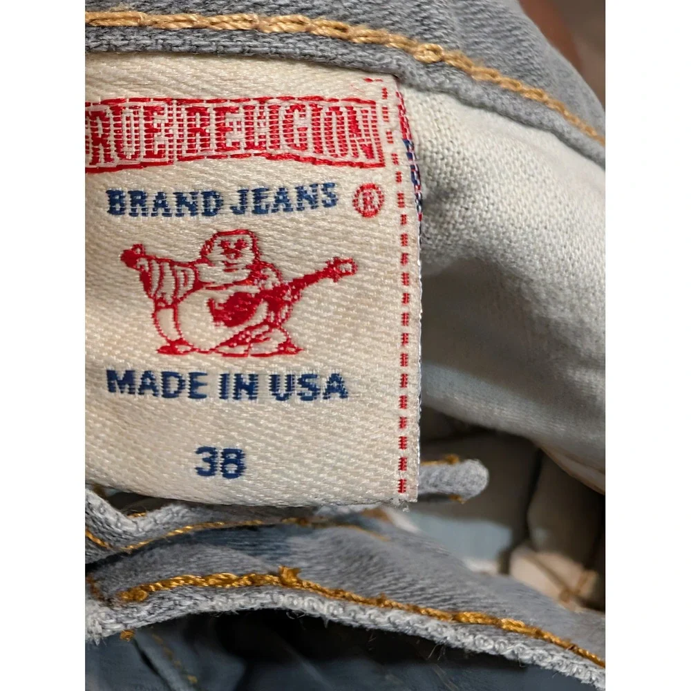 True Religion Bobby Mens Gray Straight Leg Jeans Made in USA Size 38x31